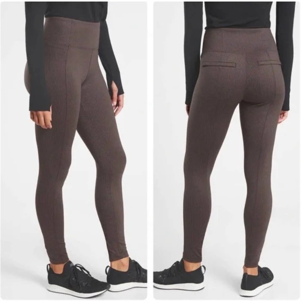 Athleta Delancey Houndstooth Tights Leggings Pants Brown Black XXS